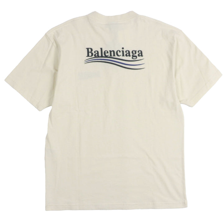 未使用品▼BALENCIAGA バレンシアガ 22AW 641655 ロゴ刺繍 オーバーサイズ ショートスリーブ 半袖Ｔシャツ クリーム XXS 正規品 メンズ
