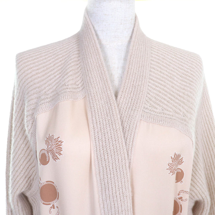 極美品△HERMES エルメス 23AW 3H2840D1 Les Tambours Finesse シルク カシミヤ ブランポロ ツイルレーヌ ニット カーディガン 38 正規品