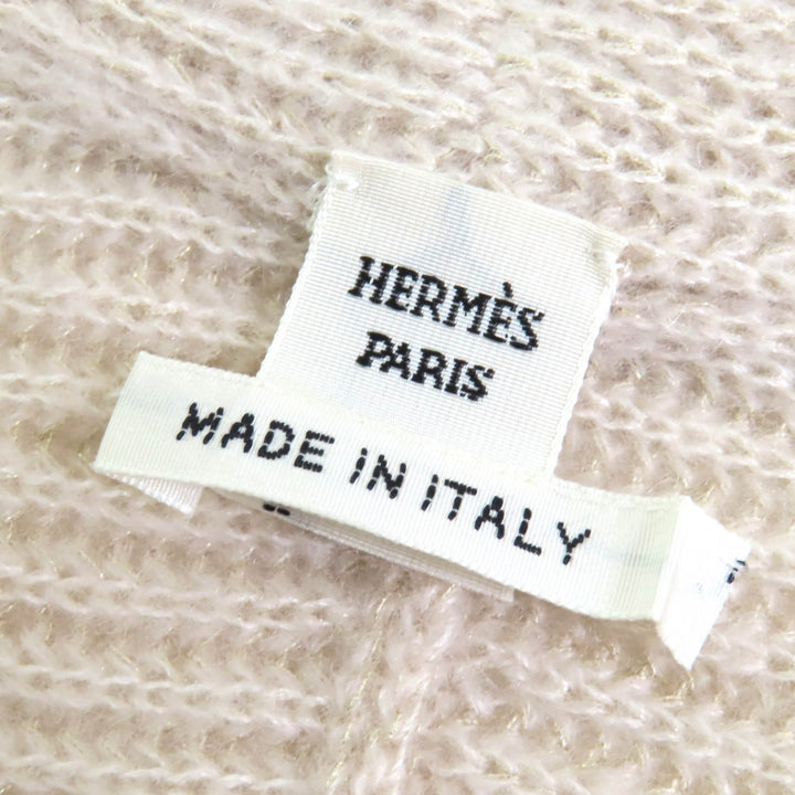 極美品△HERMES エルメス 23AW 3H2840D1 Les Tambours Finesse シルク カシミヤ ブランポロ ツイルレーヌ ニット カーディガン 38 正規品