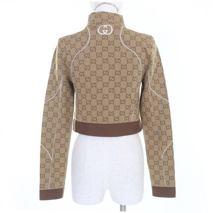 未使用品☆GUCCI グッチ 23SS 715524 GG柄 クロップド丈 フロントZIP 長袖 トップス ブラウン M イタリア製 正規品 レディース