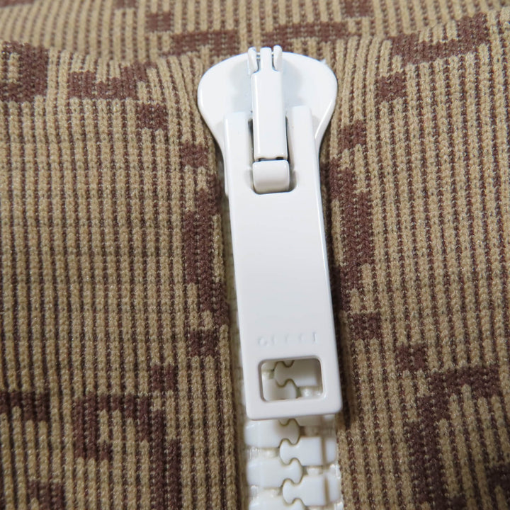 未使用品☆GUCCI グッチ 23SS 715524 GG柄 クロップド丈 フロントZIP 長袖 トップス ブラウン M イタリア製 正規品 レディース