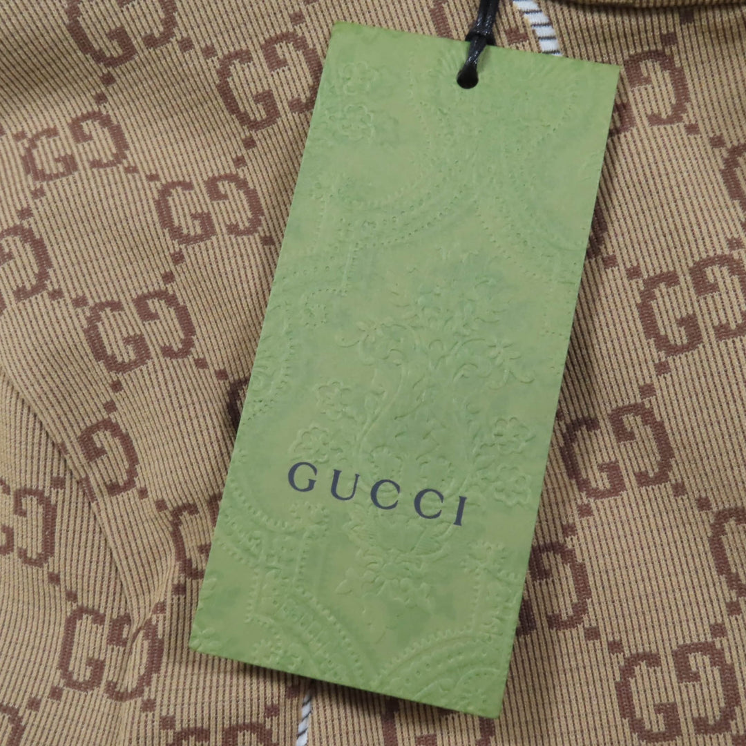 未使用品☆GUCCI グッチ 23SS 715524 GG柄 クロップド丈 フロントZIP 長袖 トップス ブラウン M イタリア製 正規品 レディース