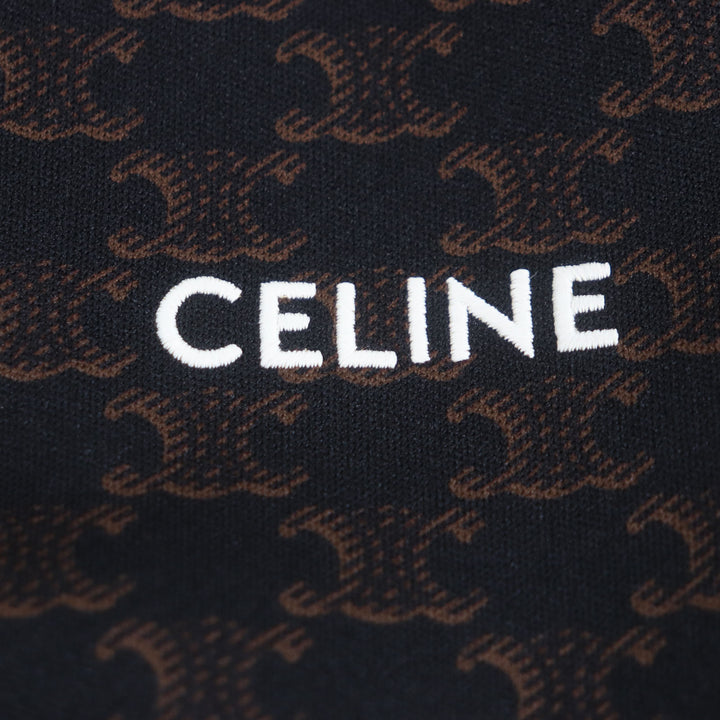 極美品▼CELINE セリーヌ 23SS 2Y74A366 モノグラム トリオンフ チャーム ロゴ刺繍 ZIPUP トラックスーツジャケット ブラウン S 正規品