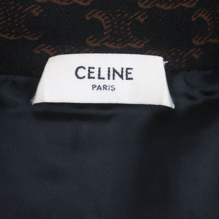 極美品▼CELINE セリーヌ 23SS 2Y74A366 モノグラム トリオンフ チャーム ロゴ刺繍 ZIPUP トラックスーツジャケット ブラウン S 正規品