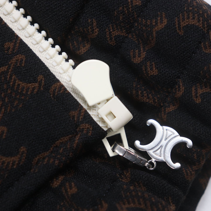 極美品▼CELINE セリーヌ 23SS 2Y74A366 モノグラム トリオンフ チャーム ロゴ刺繍 ZIPUP トラックスーツジャケット ブラウン S 正規品