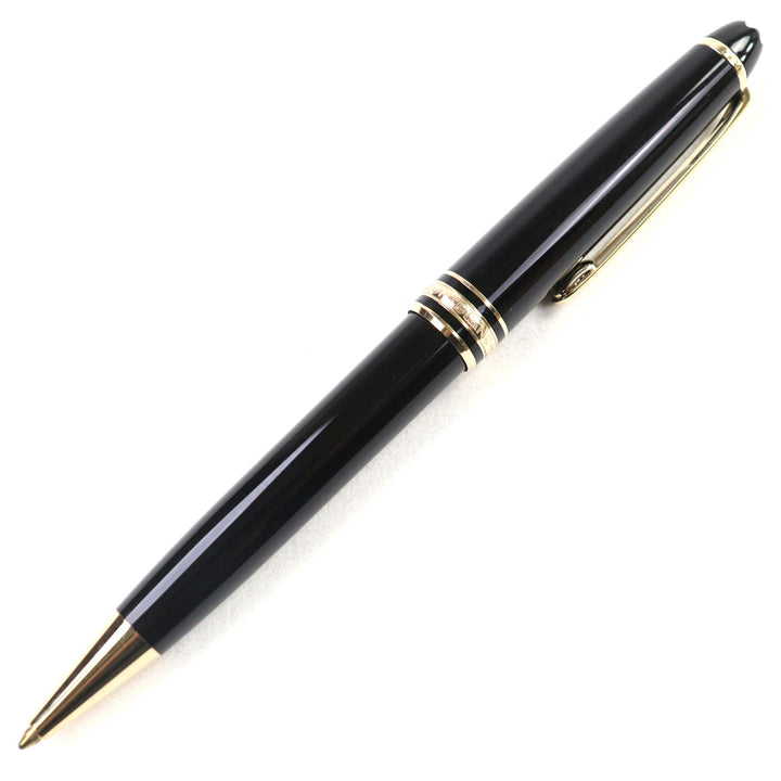 美品○MONTBLANC モンブラン マイスターシュテュック クラシック レジン ロゴ刻印 ホワイトスター ツイスト式 ボールペン　筆記確認済み