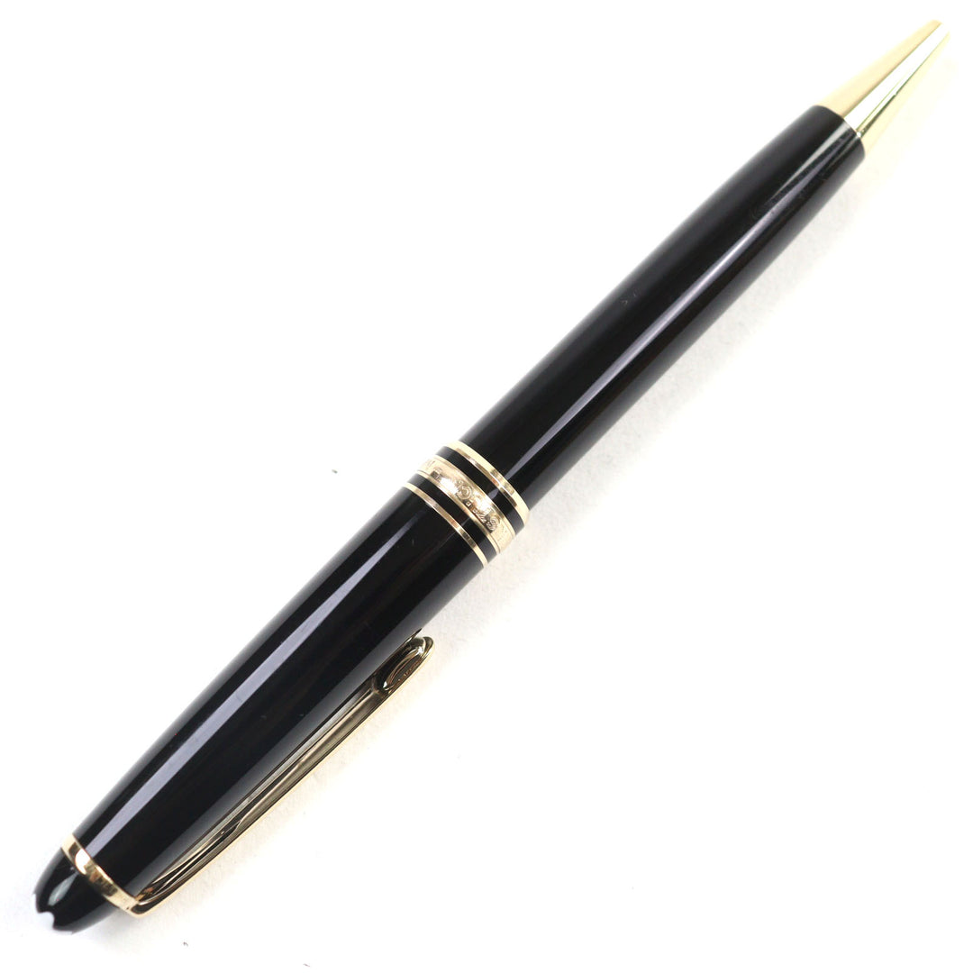 美品○MONTBLANC モンブラン マイスターシュテュック クラシック レジン ロゴ刻印 ホワイトスター ツイスト式 ボールペン　筆記確認済み