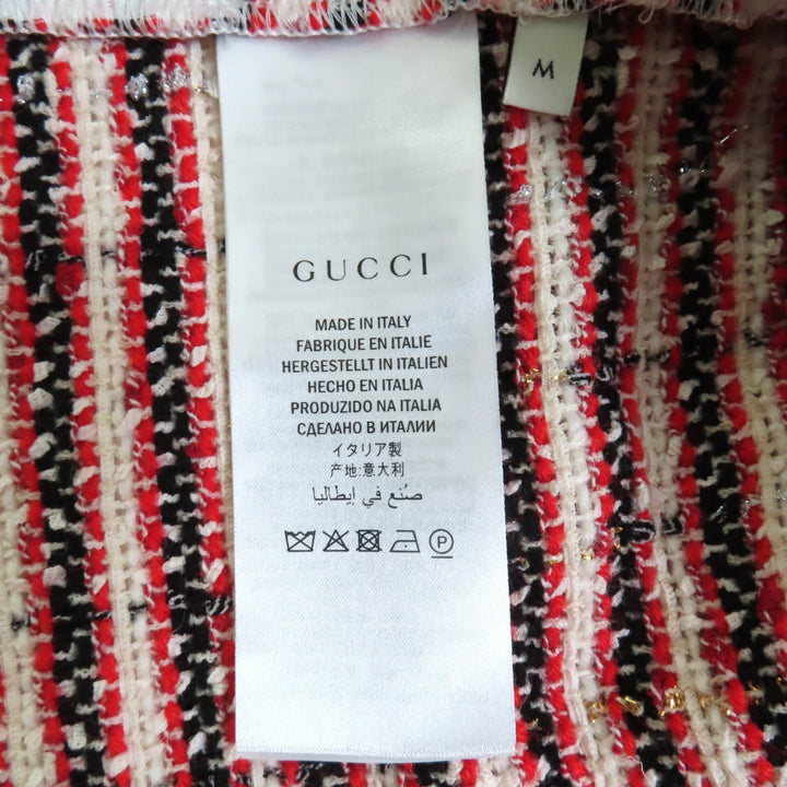 未使用品◇GUCCI グッチ 502126-X9N23 コットン ウェブライン スウェット ツイード切替 ワンピース 赤 M イタリア製 正規品 レディース