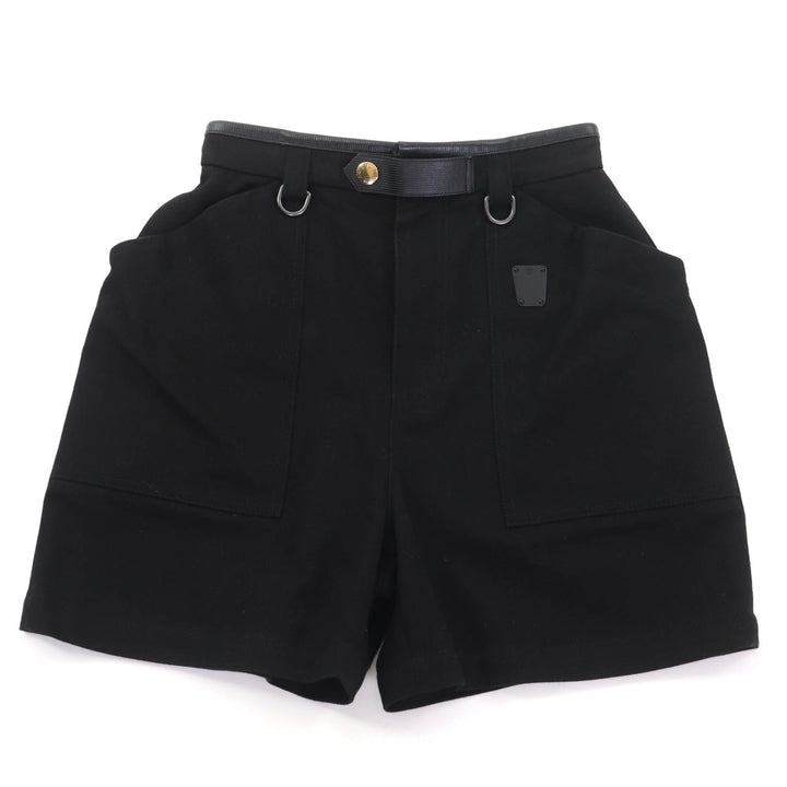 極美品◇LOUIS VUITTON ルイヴィトン 23SS ラムレザーパイピング LVプレート ロゴボタン ショートパンツ ブラック 34 イタリア製 正規品