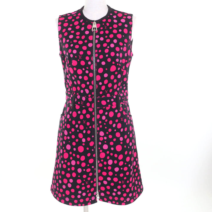 極美品◇LOUIS VUITTON×Yayoi Kusama ルイヴィトン×草間彌生 23AW インフィニティドット ワンピース ブラック ピンク 36 伊製 正規品