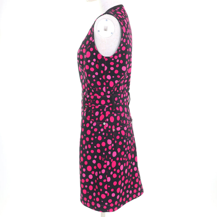 極美品◇LOUIS VUITTON×Yayoi Kusama ルイヴィトン×草間彌生 23AW インフィニティドット ワンピース ブラック ピンク 36 伊製 正規品