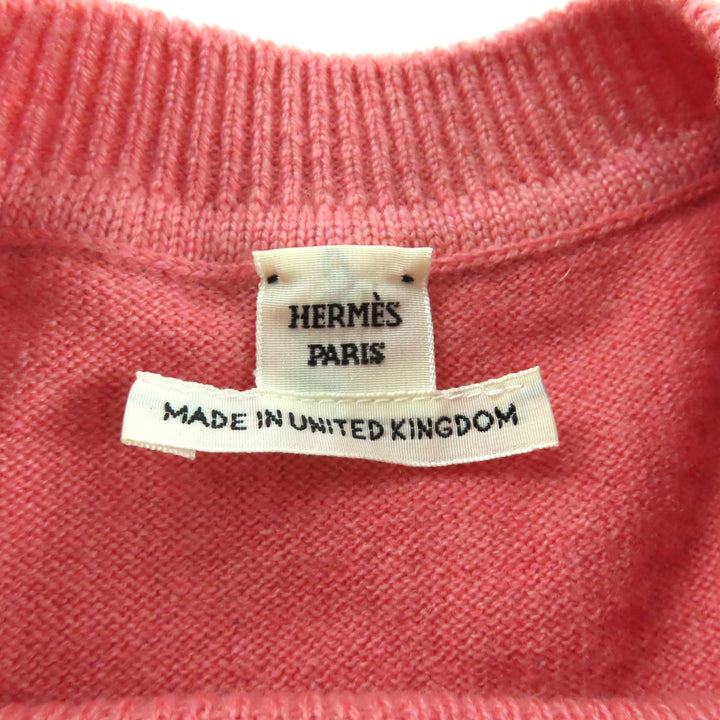 極美品★HERMES エルメス 24AW 4H2600D1 カシミヤ100％ セリエサークルパーツ付 ショートスリーブ ニット トップス ピンク 38 英国製