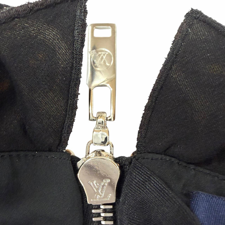 極美品◇LOUIS VUITTON ルイヴィトン ウール シルク レオパード柄 フリルカラー ノースリ ワンピース 40 イタリア製 正規品 レディース