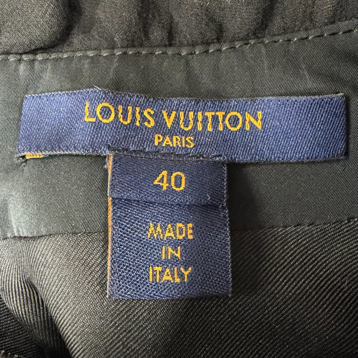 極美品◇LOUIS VUITTON ルイヴィトン ウール シルク レオパード柄 フリルカラー ノースリ ワンピース 40 イタリア製 正規品 レディース