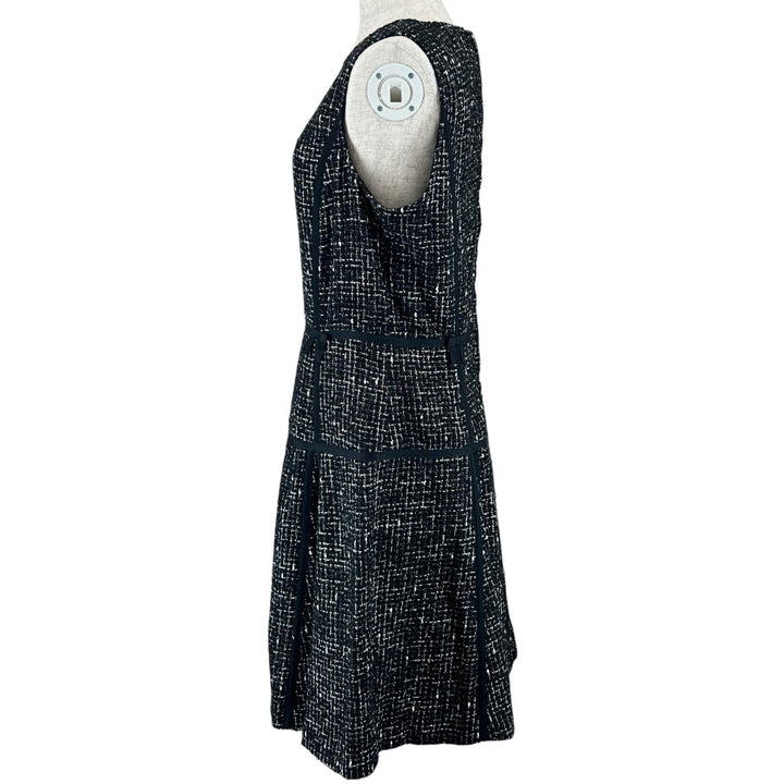 美品▲RED VALENTINO レッドヴァレンティノ FR3VS585-V02332R リボン付き ツイード ノースリワンピース ブラック 42 ハンガー付 正規品