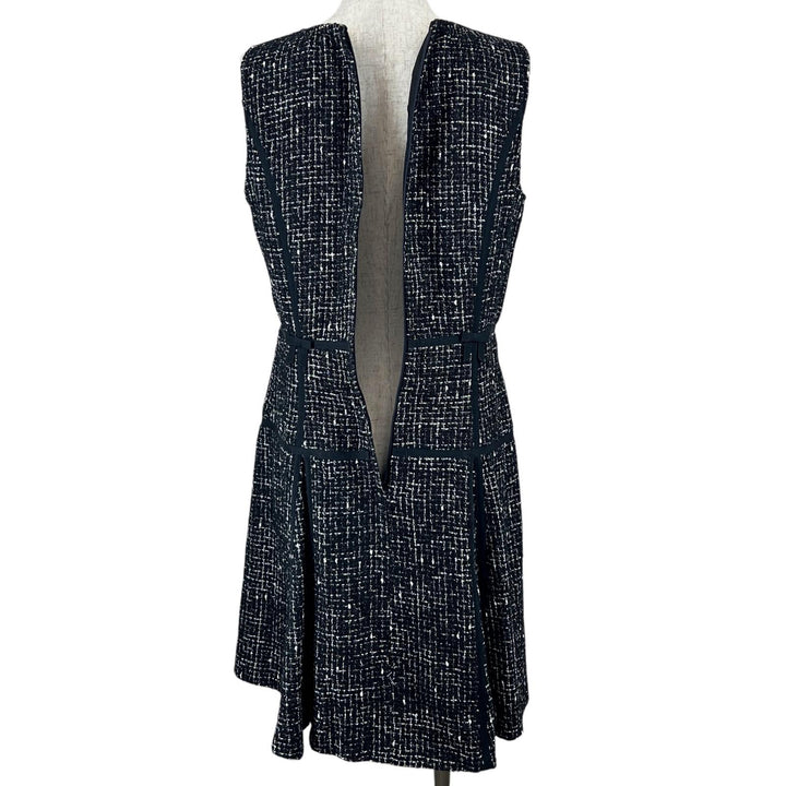 美品▲RED VALENTINO レッドヴァレンティノ FR3VS585-V02332R リボン付き ツイード ノースリワンピース ブラック 42 ハンガー付 正規品