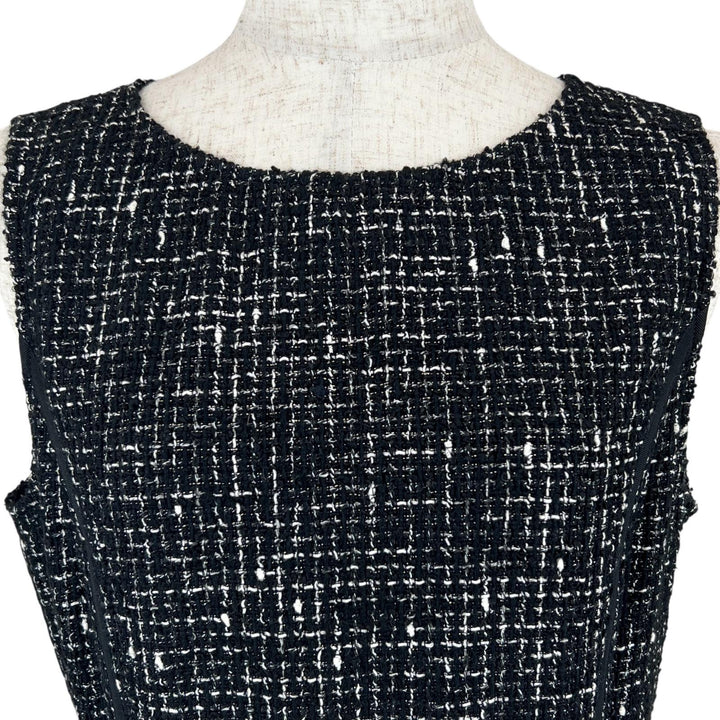 美品▲RED VALENTINO レッドヴァレンティノ FR3VS585-V02332R リボン付き ツイード ノースリワンピース ブラック 42 ハンガー付 正規品