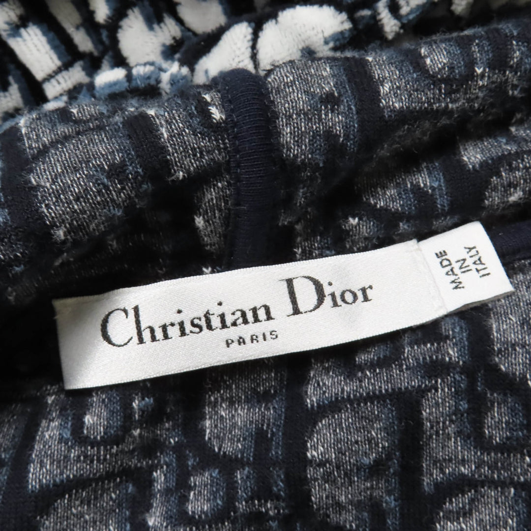 極美品☆Christian Dior クリスチャンディオール 21SS 123R02A4022 オブリーク ベロア パーカードレス ワンピース ネイビー XS 正規品