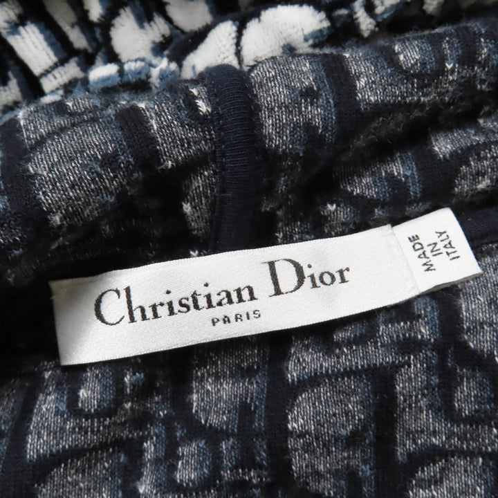 極美品☆Christian Dior クリスチャンディオール 21SS 123R02A4022 オブリーク ベロア パーカードレス ワンピース ネイビー XS 正規品