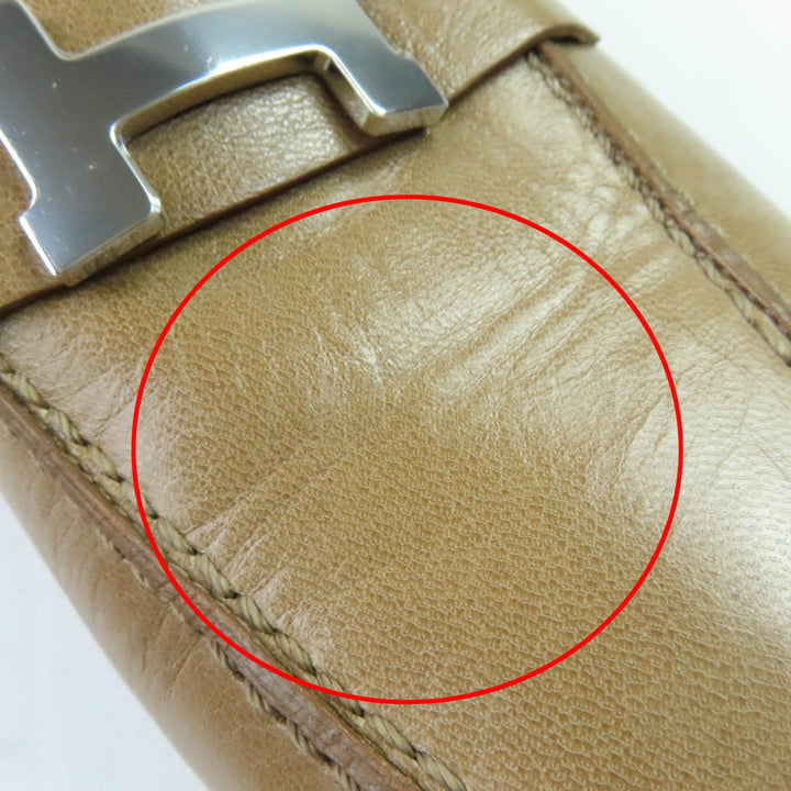 極美品☆HERMES エルメス モカシン パリ コンスタンス シルバー金具 レザー ローファー ベージュ 38.5 イタリア製 レディース