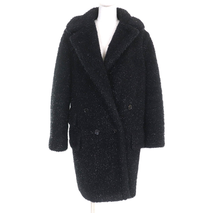 極美品★Max Mara マックスマーラ 10163996 キャメル シルク混 白タグ ラメ テディベアコート ブラック 40 イタリア製 正規品