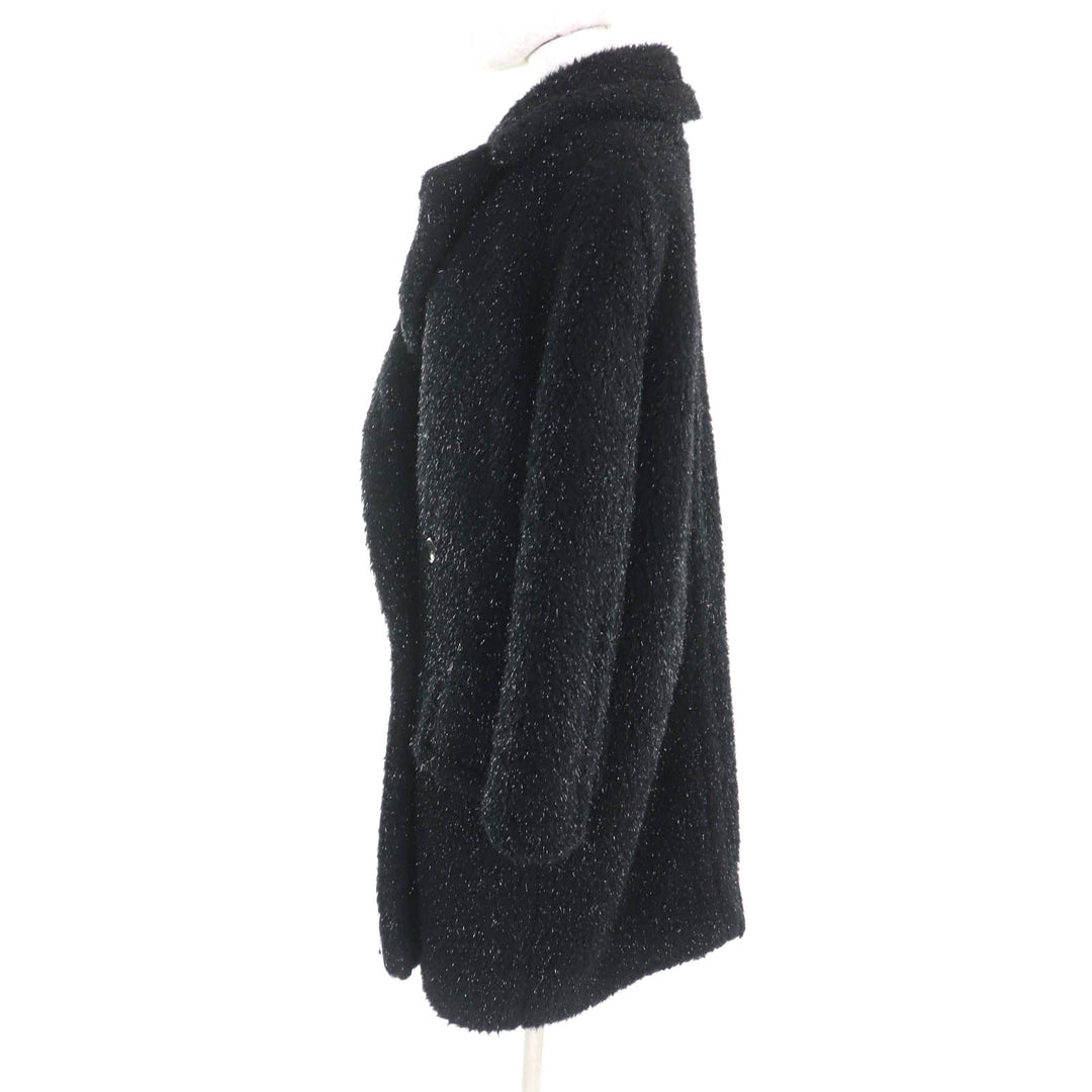 極美品★Max Mara マックスマーラ 10163996 キャメル シルク混 白タグ ラメ テディベアコート ブラック 40 イタリア製 正規品