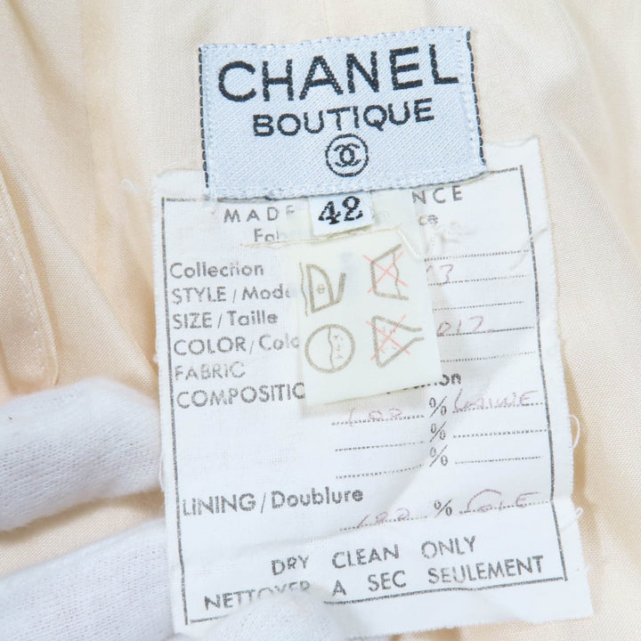 美品☆CHANEL シャネル ヴィンテージ 018 28363 90年代 ココマークボタン ベルト付 ツイード ジャケット スカート セットアップ 42 仏製