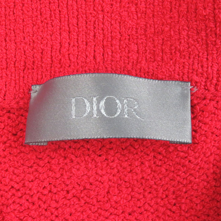 極美品□DIOR ERL ディオール オム イーアールエル 23SS 313M831AT498 ウサギ 半袖ニットポロシャツ レッド XS イタリア製 正規品 メンズ