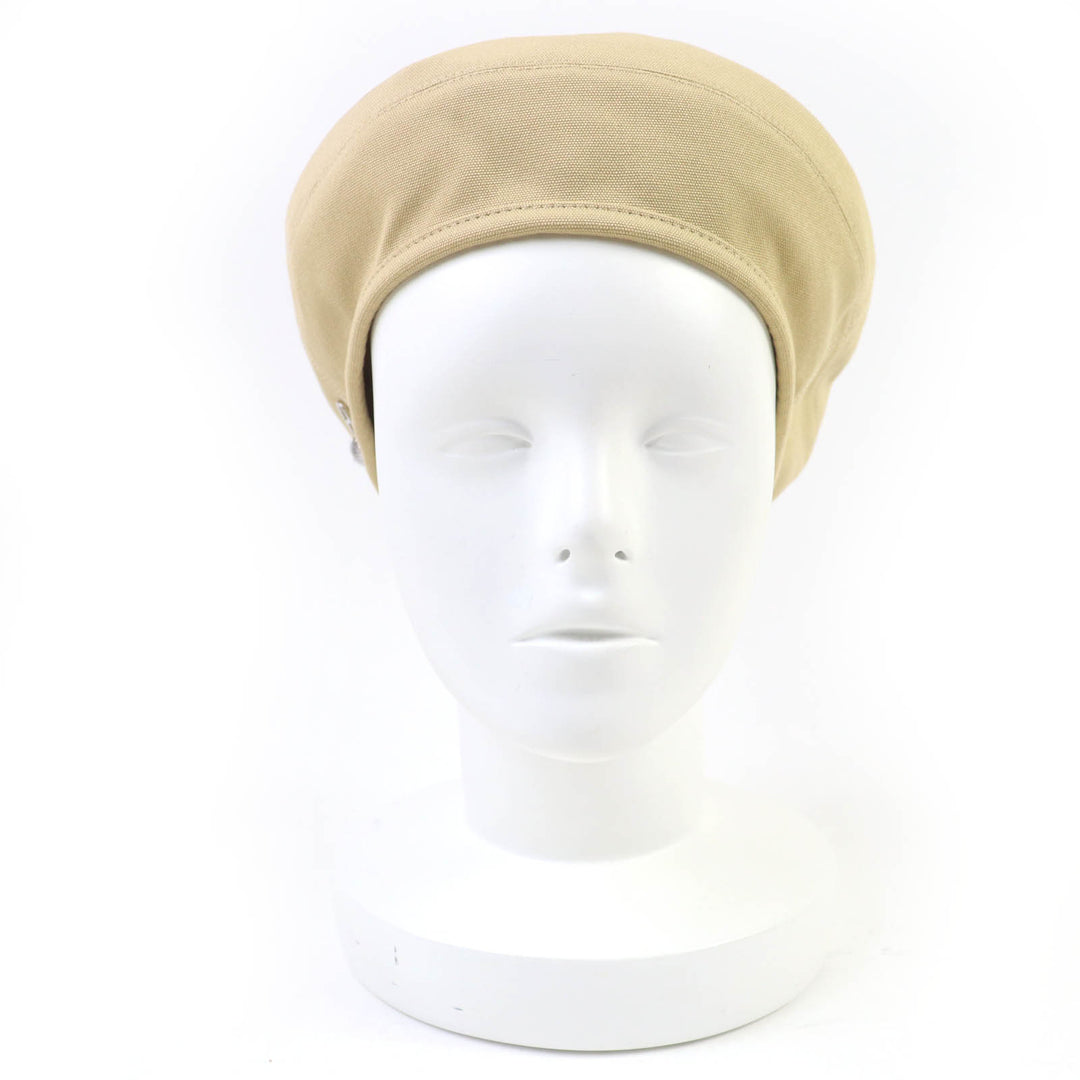 未使用品☆HERMES エルメス 2024年製 241067N コットン100％ シルバー金具 シェーヌダンクル・シェル金具 ベレー帽 ベージュ 58 正規品
