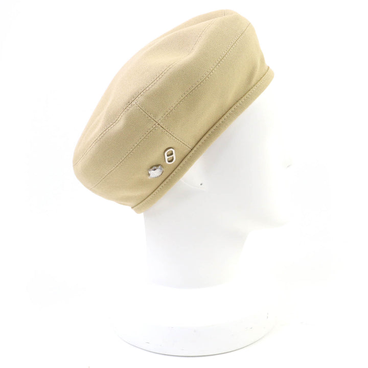 未使用品☆HERMES エルメス 2024年製 241067N コットン100％ シルバー金具 シェーヌダンクル・シェル金具 ベレー帽 ベージュ 58 正規品