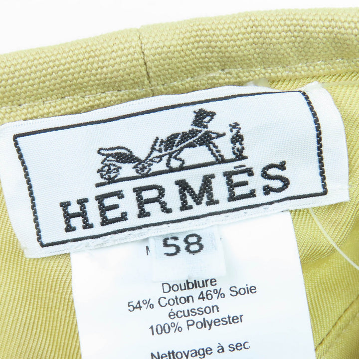未使用品☆HERMES エルメス 2024年製 241067N コットン100％ シルバー金具 シェーヌダンクル・シェル金具 ベレー帽 ベージュ 58 正規品