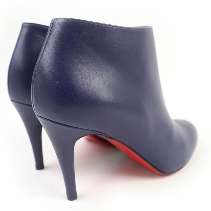 極美品☆Christian Louboutin クリスチャンルブタン ラウンドトゥ サイドZIP レザー ブーティ パープル 35.5 イタリア製 レディース