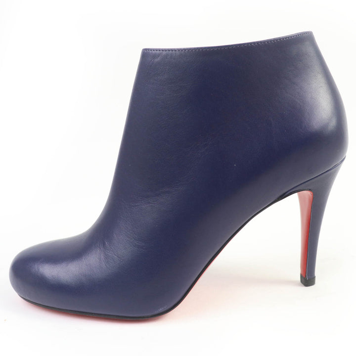 極美品☆Christian Louboutin クリスチャンルブタン ラウンドトゥ サイドZIP レザー ブーティ パープル 35.5 イタリア製 レディース