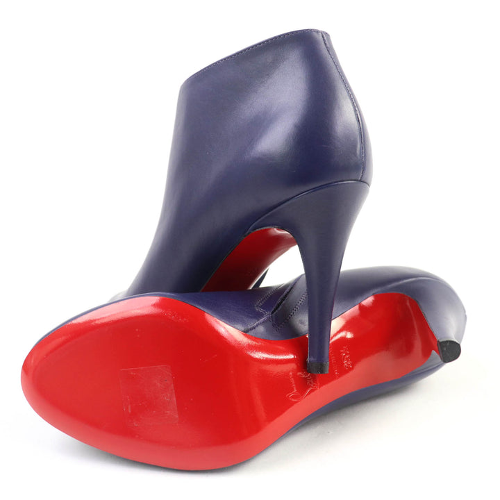 極美品☆Christian Louboutin クリスチャンルブタン ラウンドトゥ サイドZIP レザー ブーティ パープル 35.5 イタリア製 レディース