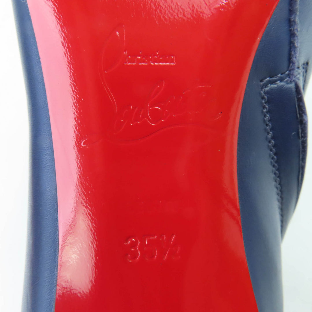 極美品☆Christian Louboutin クリスチャンルブタン ラウンドトゥ サイドZIP レザー ブーティ パープル 35.5 イタリア製 レディース