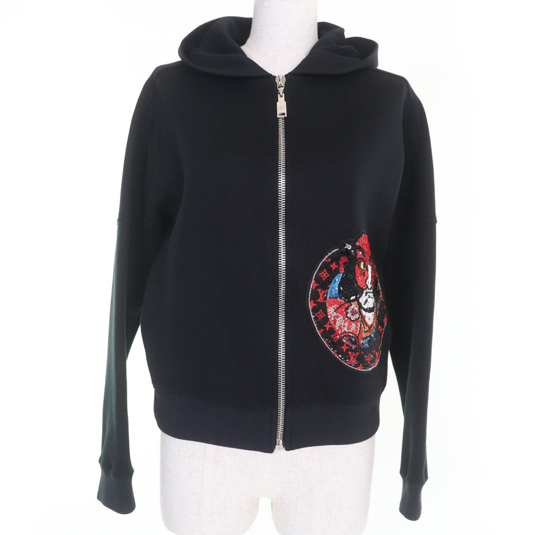 極美品☆LOUIS VUITTON KANSAI YAMAMOTO ルイヴィトン 山本寛斎 カブキ・フーディー フロントZIP 長袖 パーカー ブラック XS レディース