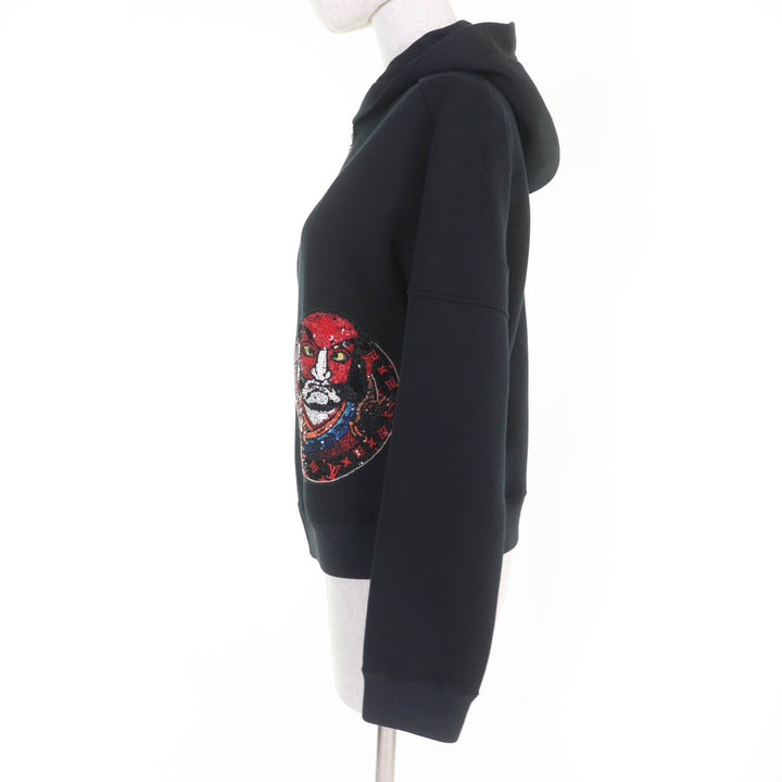 極美品☆LOUIS VUITTON KANSAI YAMAMOTO ルイヴィトン 山本寛斎 カブキ・フーディー フロントZIP 長袖 パーカー ブラック XS レディース
