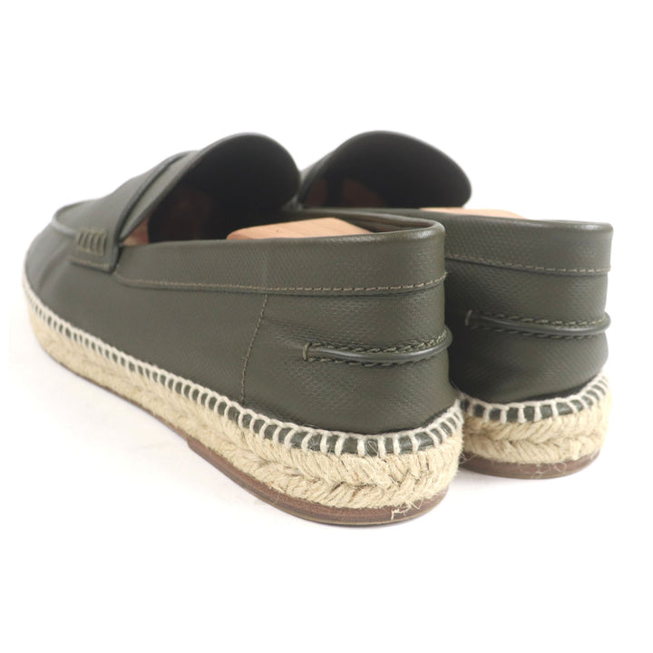 美品□HERMES エルメス 21SS 型番 211886 トリップ レザー Hロゴモチーフ エスパドリーユ モカシン カーキ 41 保存袋付き メンズ