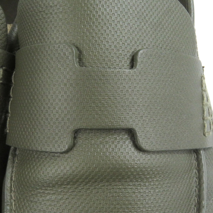 美品□HERMES エルメス 21SS 型番 211886 トリップ レザー Hロゴモチーフ エスパドリーユ モカシン カーキ 41 保存袋付き メンズ