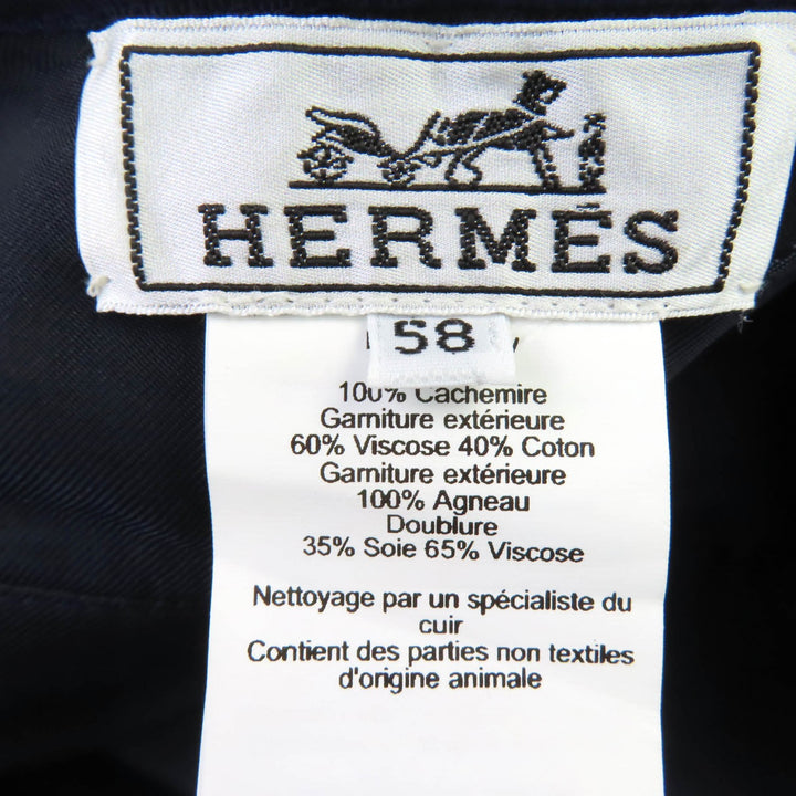 極美品◇HERMES エルメス サントレーノ カシミヤ100％ セリエボタン付き レザー使い ベレー帽 ワインレッド 58 保存袋付き 伊製 正規品