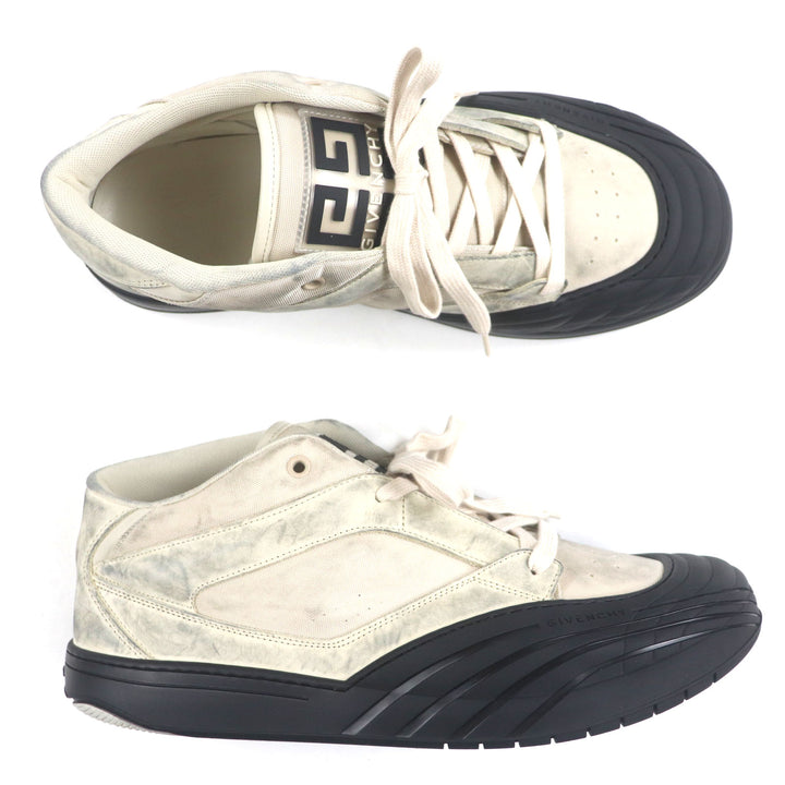 未使用品▼GIVENCHY ジバンシィ BH009KH1PP ヌバックレザー メッシュ ニューライン USED加工 スニーカー ベージュ 44 箱付き 伊製 メンズ