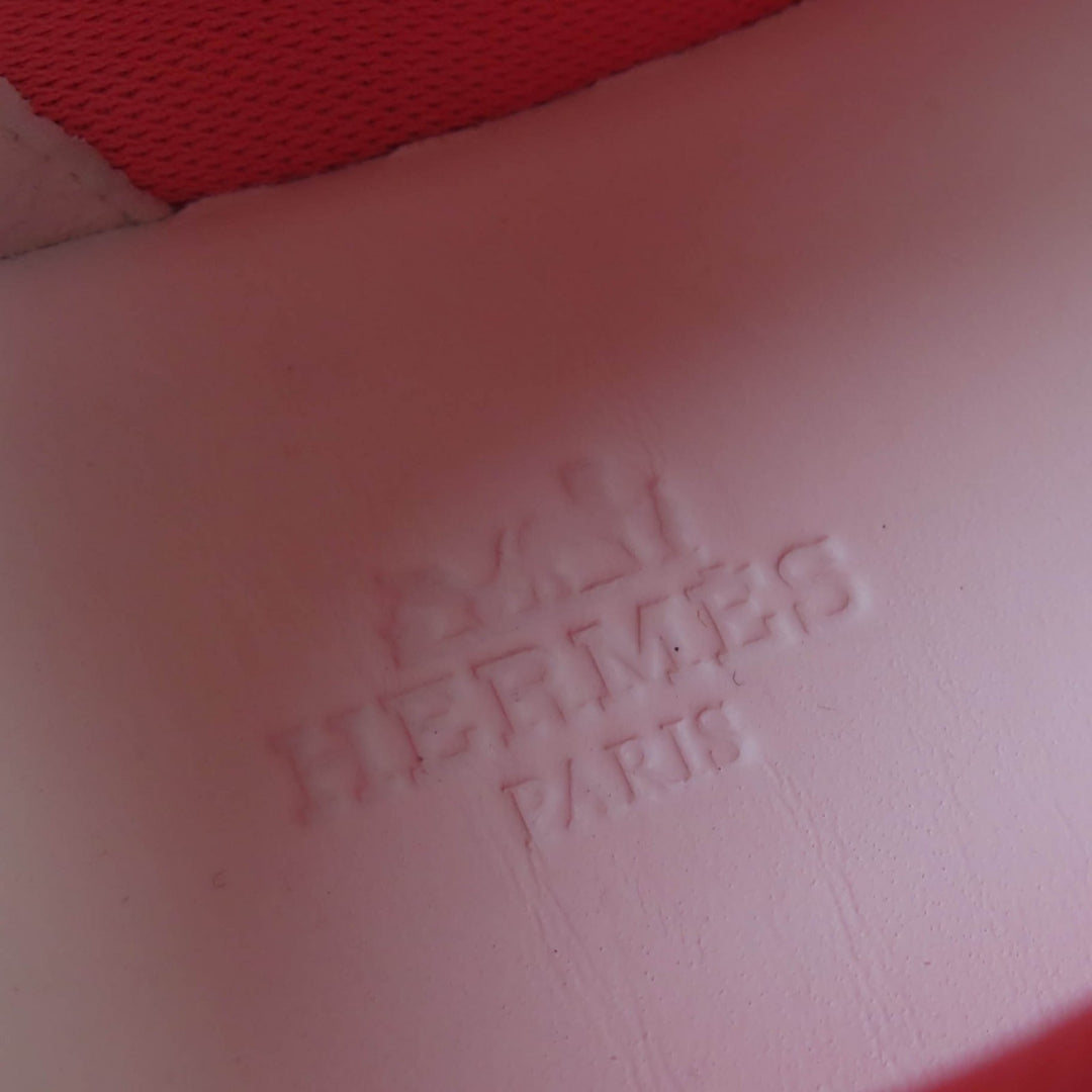極美品☆HERMES エルメス 24SS ギガ レザー レースアップ ローカットスニーカー ホワイト ピンク 36 箱・保存袋付 イタリア製 レディース