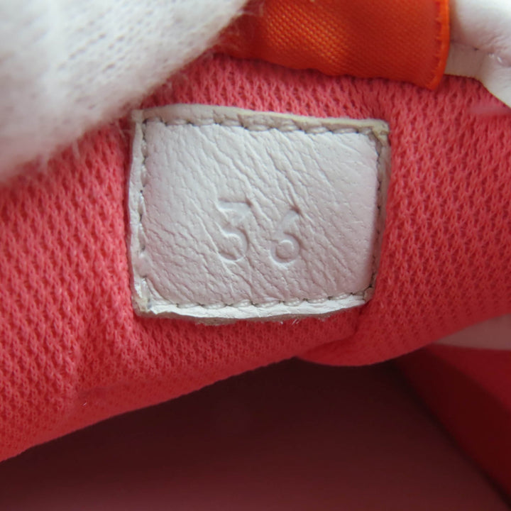 極美品☆HERMES エルメス 24SS ギガ レザー レースアップ ローカットスニーカー ホワイト ピンク 36 箱・保存袋付 イタリア製 レディース