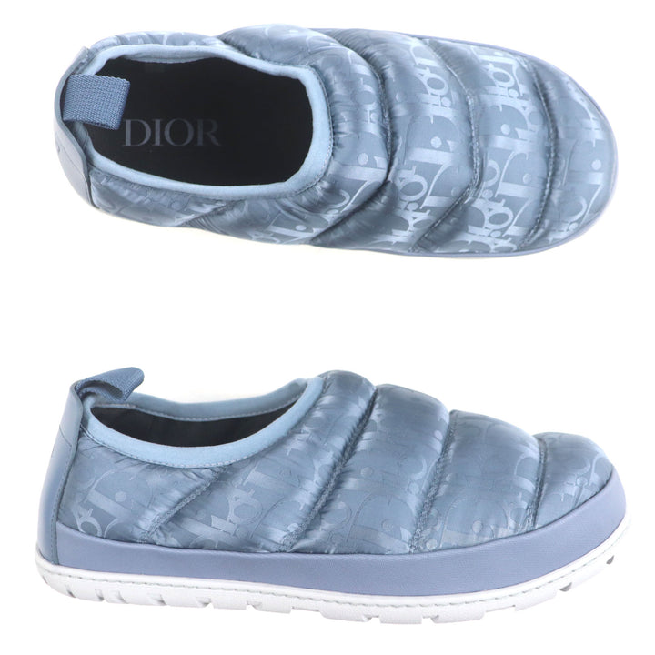 未使用品▼DIOR ディオール オム ナイロン レザー オブリーク パデット スノースリッパ スリッポン ブルーグレー 41 イタリア製 メンズ