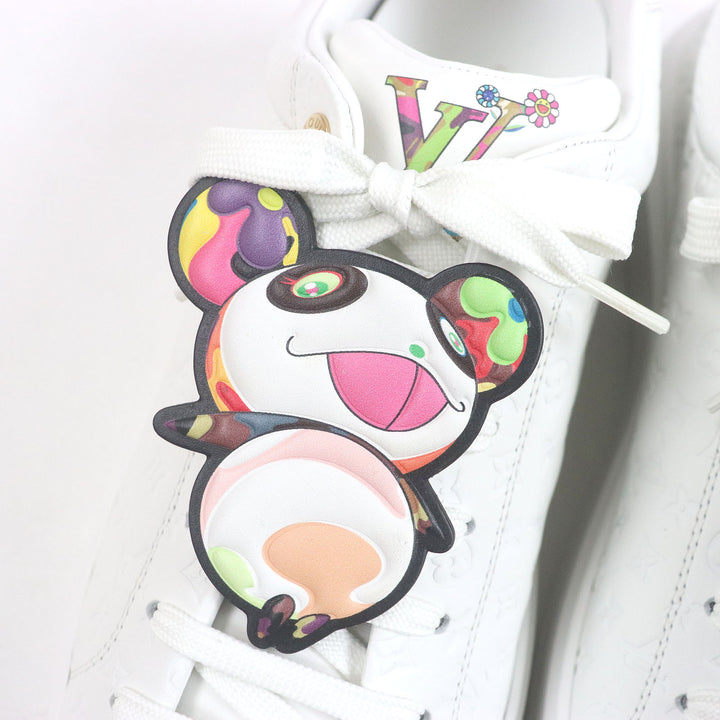 未使用品□LOUIS VUITTON ルイヴィトン 村上隆 2024年製 1AGZGR タイムアウトライン レザー パンダ モノグラム スニーカー 白 42 伊製
