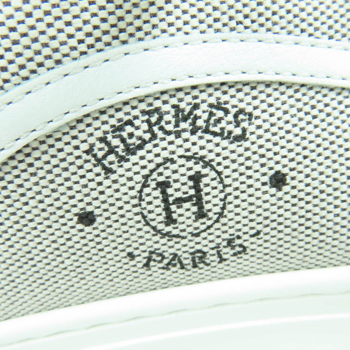 美品☆HERMES エルメス ゲット ロゴデザイン ファブリック レザー使い ローカットスニーカー ホワイト グレー 35 イタリア製 レディース