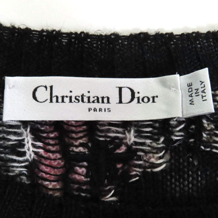 極美品◇Christian Dior クリスチャンディオール 324S16AM732 ヘンプ100% 花柄 半袖ニット ブラック 40 イタリア製 正規品　レディース