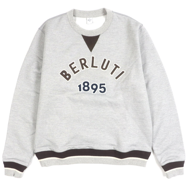 極美品▼BERLUTI ベルルッティ R25JRL82JBAW シルク混 カレッジロゴ クルーネック プルオーバー スウェットシャツ M 正規品 メンズ