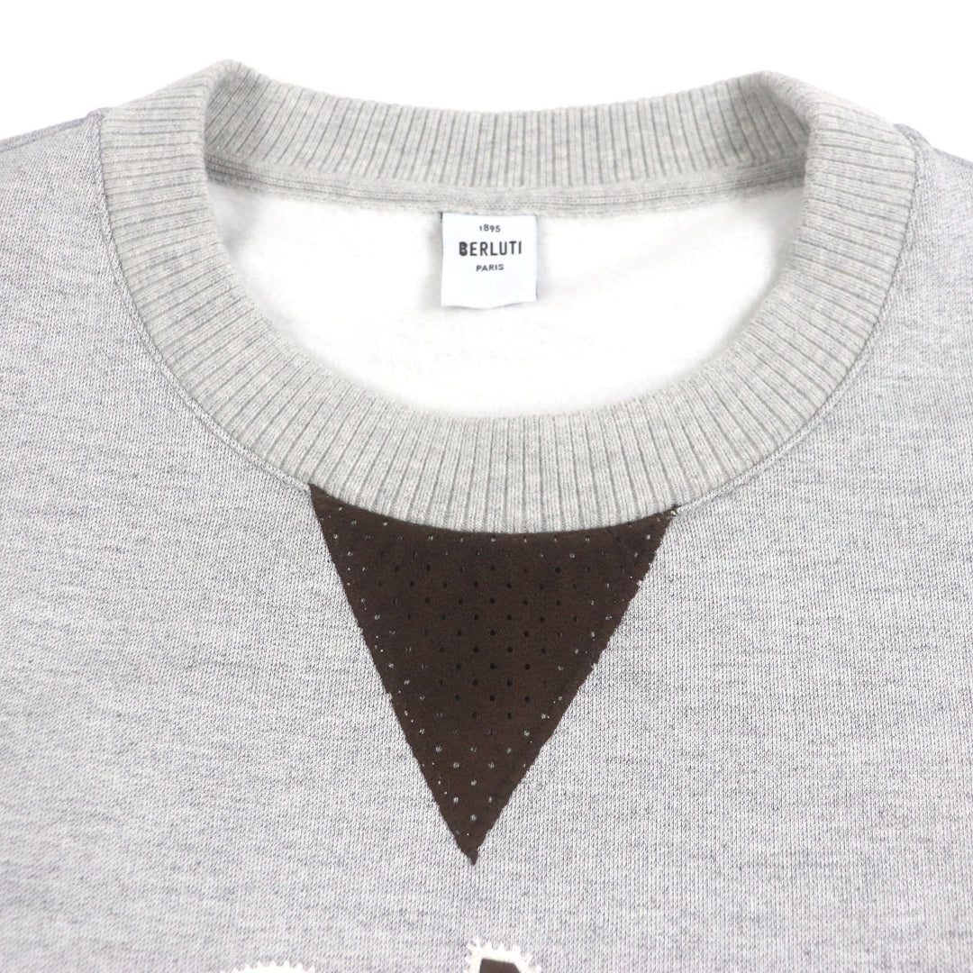 極美品▼BERLUTI ベルルッティ R25JRL82JBAW シルク混 カレッジロゴ クルーネック プルオーバー スウェットシャツ M 正規品 メンズ