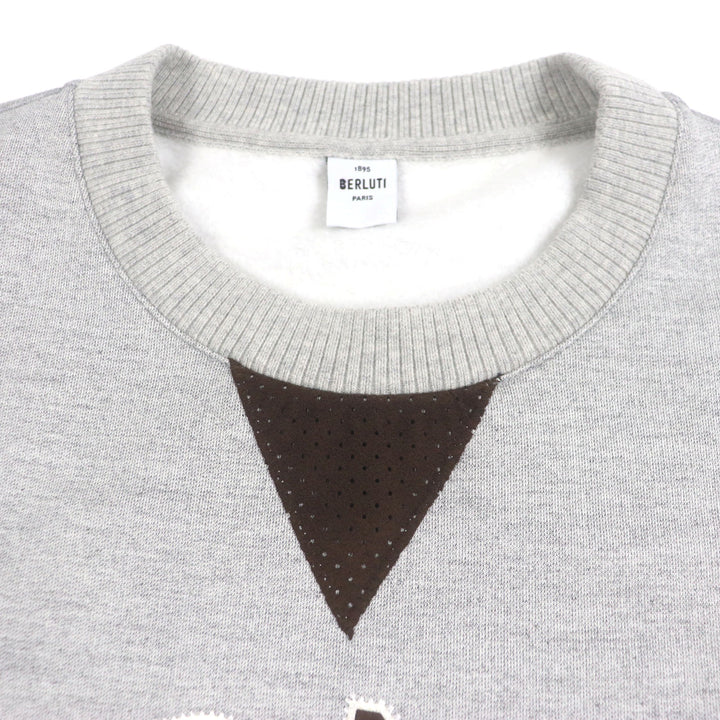 極美品▼BERLUTI ベルルッティ R25JRL82JBAW シルク混 カレッジロゴ クルーネック プルオーバー スウェットシャツ M 正規品 メンズ